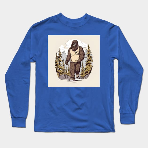 Dope Sasquatch in Nature Long Sleeve T-Shirt by Grassroots Green